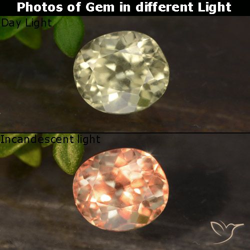 0.80ct Natural Very Pale Yellow Color-Change Diaspore, Oval, VVS-VS