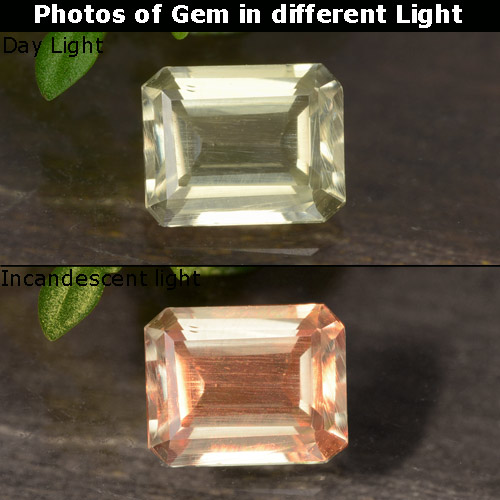 0.70 ct Yellow Color-Change Diaspore Gemstone, Color-Change Diaspore Gem in Octagon Step Cut Shape for Sale.