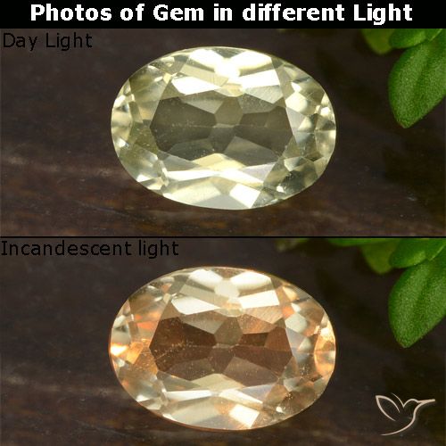 0.65ct Natural Light Yellow Color-Change Diaspore, Oval, VVS-VS