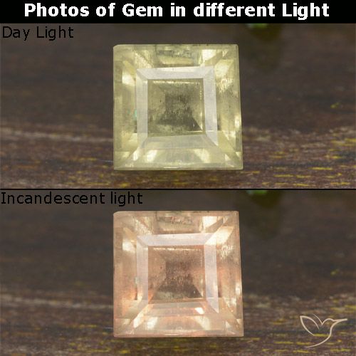 0.81ct Natural Light Yellow Color-Change Diaspore, Square, VS