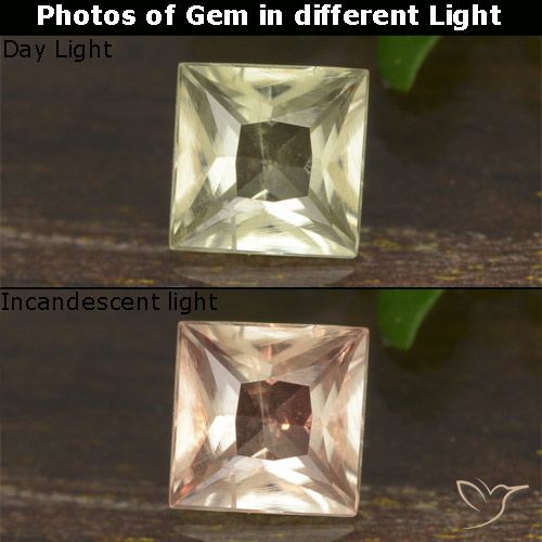 0.50ct Natural Light Yellow Color-Change Diaspore, Square, VS