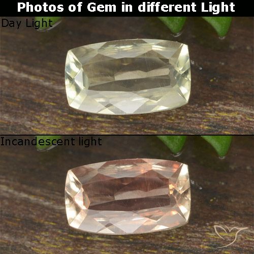 0.71ct Natural Light Yellow Color-Change Diaspore, Cushion, VVS-VS