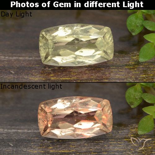0.96ct Natural Very Pale Yellow Color-Change Diaspore, Cushion, VVS-VS