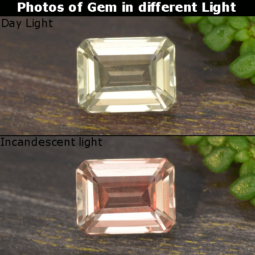 Amarillo pálido Diásporo con Cambio de Color Gema - 0.7ct Corte octagonal (ID: 478850)