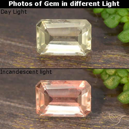 0.69ct Natural Light Yellow Color-Change Diaspore, Emerald Cut, VS