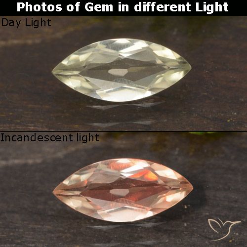 0.62ct Natural Very Light Yellow Color-Change Diaspore, Marquise, VVS-VS