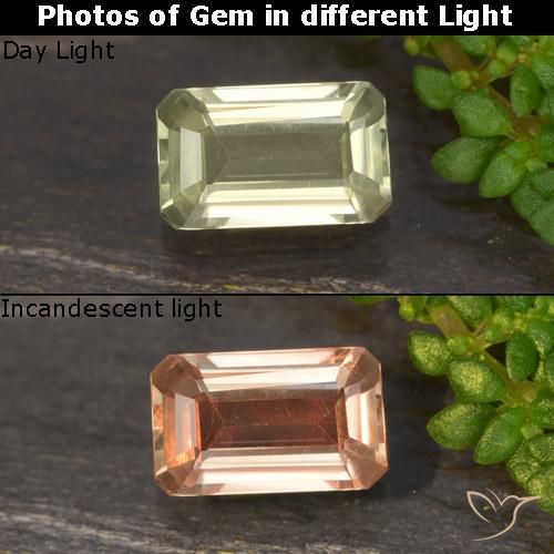 0.66ct Natural Light Golden Yellow Color-Change Diaspore, Emerald Cut, VVS-VS