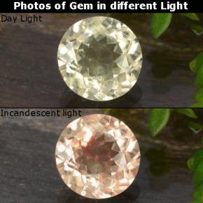 Pale Yellow Color-Change Diaspore Gem - 0.9ct Round Facet (ID: 478865)