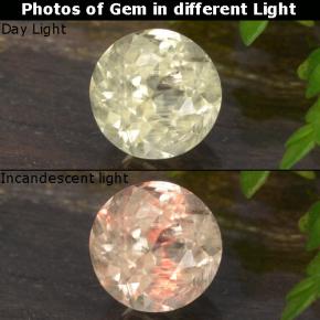 Light Yellow Color-Change Diaspore Gem - 0.9ct Round Facet (ID: 478867)