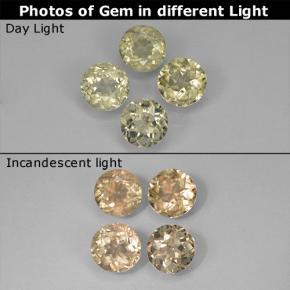 hellgelb Farbwechselnder Diaspor Edelstein - 0.6ct Rund Facettenschliff (ID: 500933)
