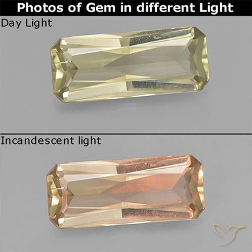 2.53ct Natural Light Yellow Color-Change Diaspore, Emerald Cut, VVS-VS