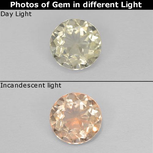 0.53ct Round Facet Yellow Color-change Diaspore from Turkey, Dimension 5.1mm, VVS-VS Clarity, Natural untreated gemstone, 1pc Color-change Diaspore in Light Yellow Color, Mohs Hardness of 6.5 - 7 suitable for daily wear jewelry, Photo A