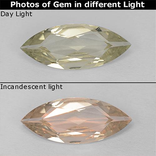 Light Yellow Color-Change Diaspore Gem - 0.8ct Marquise Facet (ID: 511249)