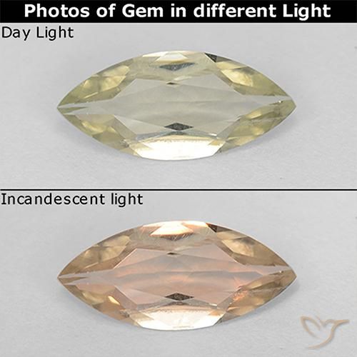 0.79ct Natural Pale Yellow Color-Change Diaspore, Marquise, VS