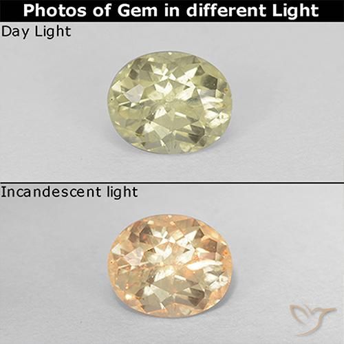 0.65ct Natural Light Yellow Color-Change Diaspore, Oval, VS