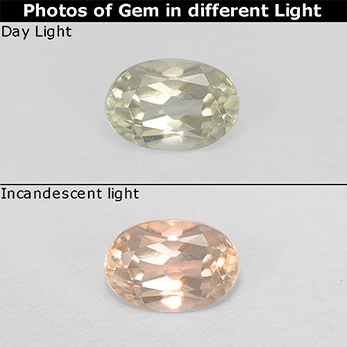 Светло-желтый Диаспор, Меняющий Цвет Камень - 0.6ct Фасетный Овал (ID: 511252)