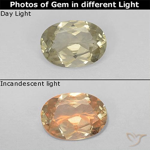 0.61ct Natural Light Yellow Color-Change Diaspore, Oval, VS