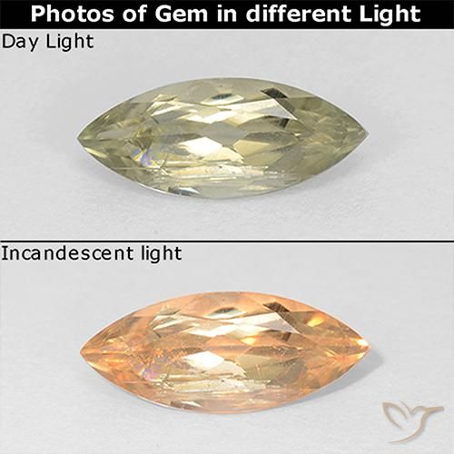 0.83ct Natural Light Yellow Color-Change Diaspore, Marquise, VS