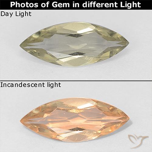 0.90ct Natural Light Yellow Color-Change Diaspore, Marquise, VVS-VS