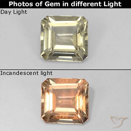 0.86ct Natural Light Yellow Color-Change Diaspore, Emerald Cut, VS