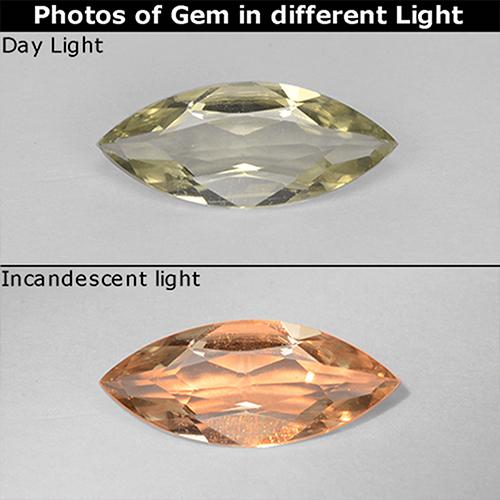 Light Yellow Color-Change Diaspore Gem - 0.6ct Marquise Facet (ID: 511701)
