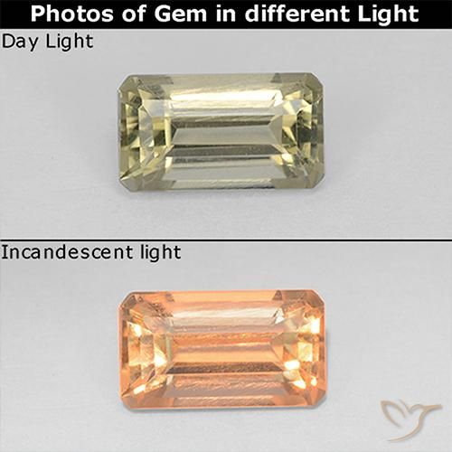 0.91ct Natural Light Yellow Color-Change Diaspore, Emerald Cut, VS