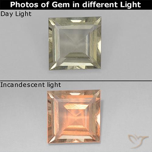0.78ct Natural Pale Yellow Color-Change Diaspore, Square, VS
