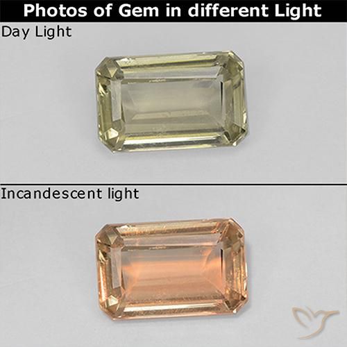 0.79ct Natural Light Yellow Color-Change Diaspore, Emerald Cut, VVS-VS