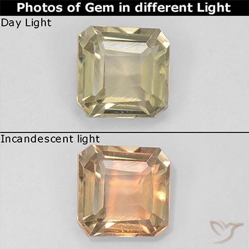 0.99ct Natural Light Yellow Color-Change Diaspore, Emerald Cut, VS