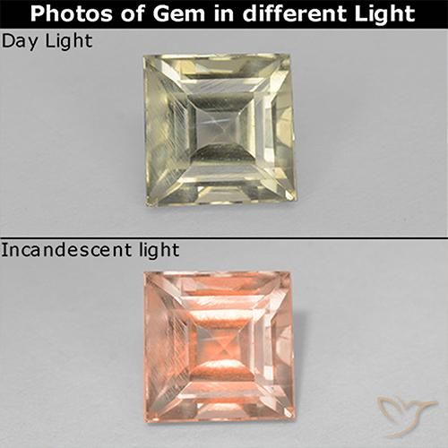 0.94ct Natural Very Pale Yellow Color-Change Diaspore, Square, VS