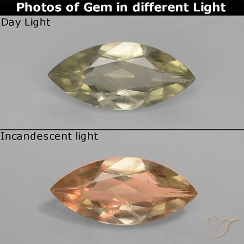 0,63 ct marquise schliff Farbwechselnder Diaspor aus der Türkei, Größe: 9,4 x 4,3mm, Reinheit: VS, Garantiert echter Edelstein, 1 Stück Farbwechselnder Diaspor in Hellgelb Farbe, Mohs-Härte von 6,5 - 7 Geeignet für den täglichen Gebrauch im Schmuck, Photo A