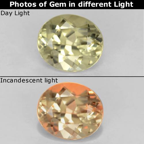 Light Yellow Color-Change Diaspore Gem - 0.7ct Oval Facet (ID: 542529)
