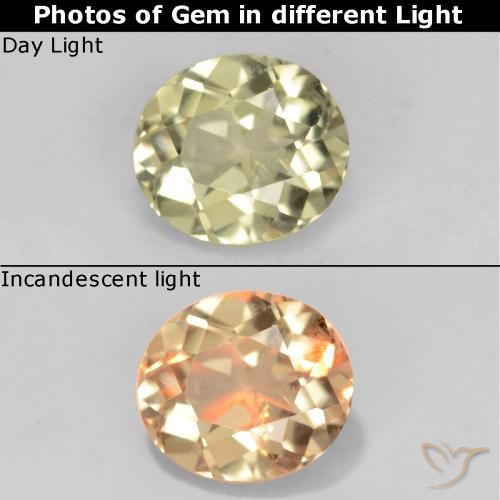 Light Yellow Color-Change Diaspore Gem - 0.6ct Oval Facet (ID: 542530)