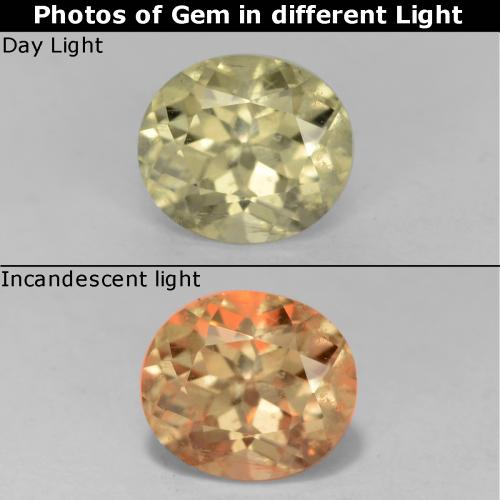 Very Pale Yellow Color-Change Diaspore Gem - 0.7ct Oval Facet (ID: 542536)