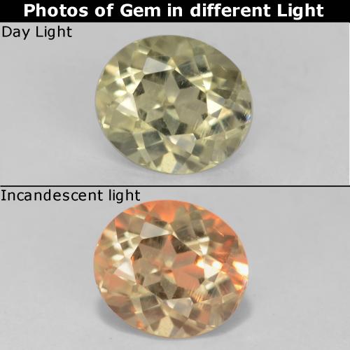 Very Pale Yellow Диаспор, Меняющий Цвет Камень - 0.7ct Фасетный Овал (ID: 542537)