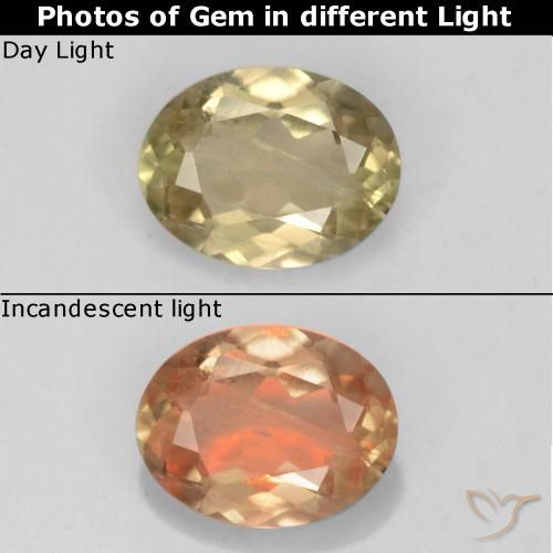 0.65ct Natural Light Golden Yellow Color-Change Diaspore, Oval, VS