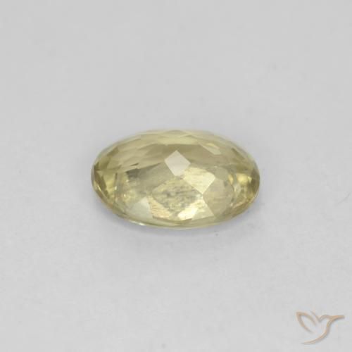 Color-Change Diaspore Gemstone in 6.4 x 4.9 mm Size for Sale, Color-Change Diaspore Stone in Light Golden Yellow Color
