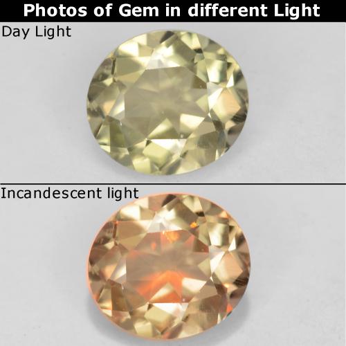Light Yellow Color-Change Diaspore Gem - 0.8ct Oval Facet (ID: 542540)