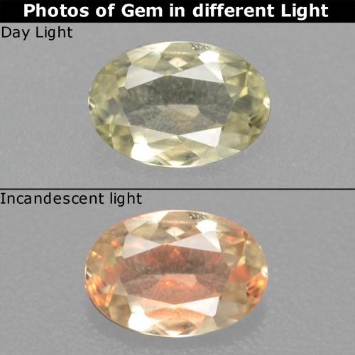 Light Yellow Color-Change Diaspore Gem - 0.4ct Oval Facet (ID: 542592)