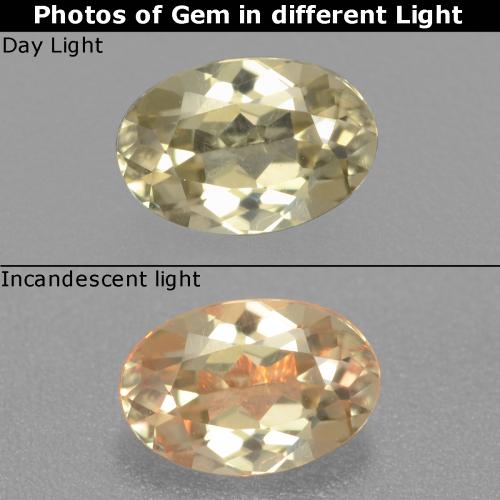 Pale Yellow Диаспор, Меняющий Цвет Камень - 0.5ct Фасетный Овал (ID: 542593)