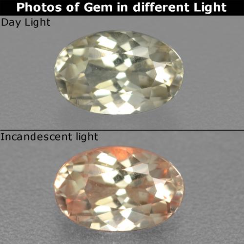 hellgelb Farbwechselnder Diaspor Edelstein - 0.6ct Oval facettiert (ID: 542594)