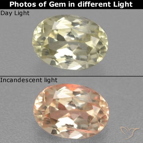 0.88ct Natural Light Yellow Color-Change Diaspore, Oval, VS