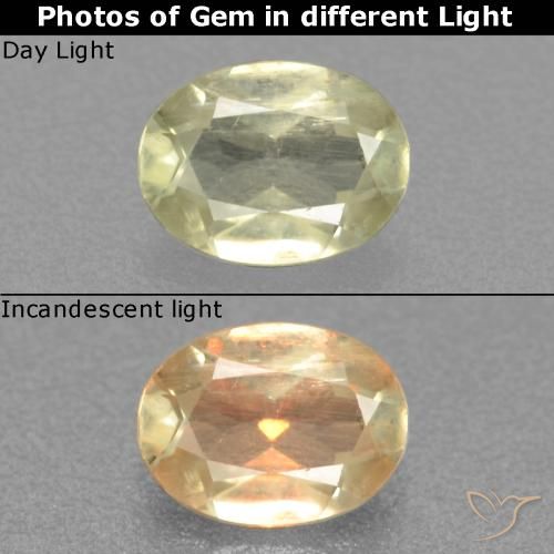 0.47ct Natural Pale Yellow Color-Change Diaspore, Oval, VS