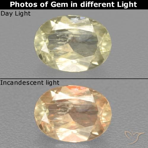 0.51ct Natural Light Yellow Color-Change Diaspore, Oval, VS