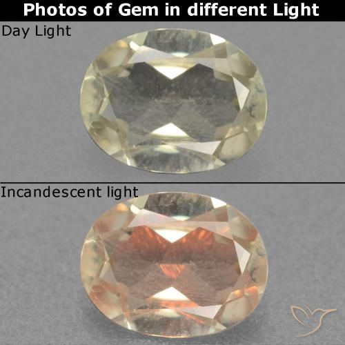 0.58ct Natural Light Yellow Color-Change Diaspore, Oval, VS