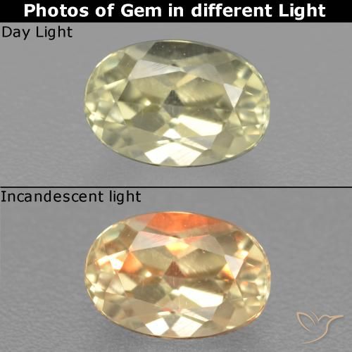 0.64ct Natural Light Yellow Color-Change Diaspore, Oval, VS