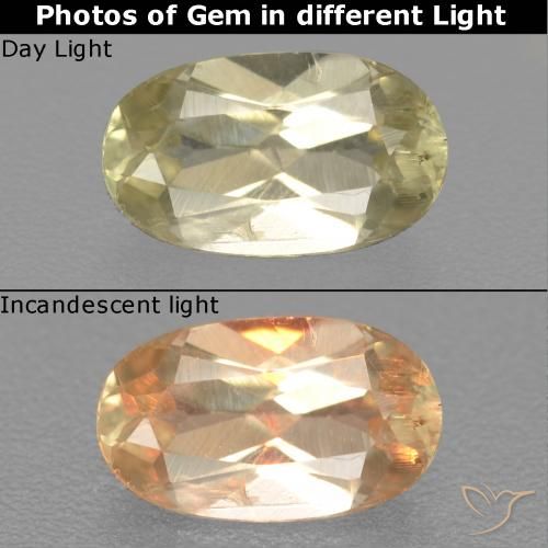 0.70ct Natural Mellow Yellow Color-Change Diaspore, Oval, VS