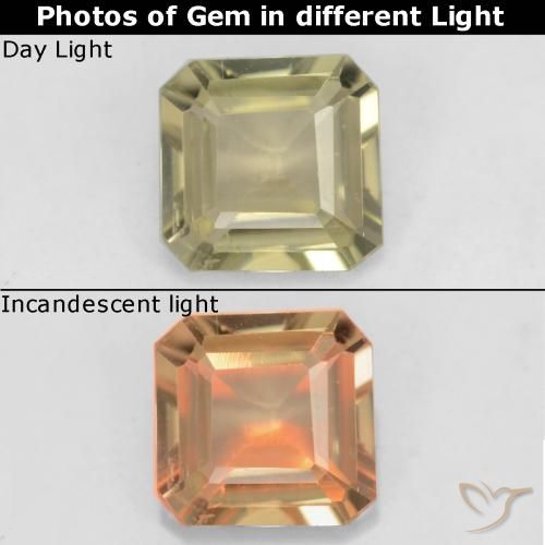 0.69ct Natural Mellow Yellow Color-Change Diaspore, Emerald Cut, VS