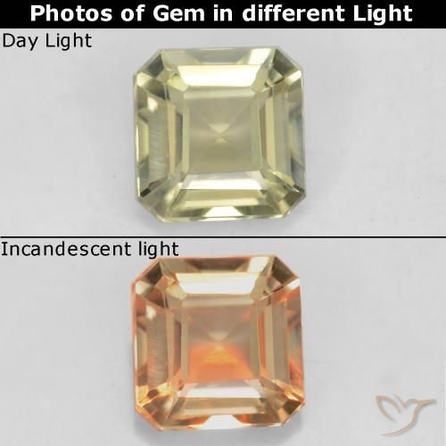 0.70ct Natural Light Yellow Color-Change Diaspore, Emerald Cut, VS