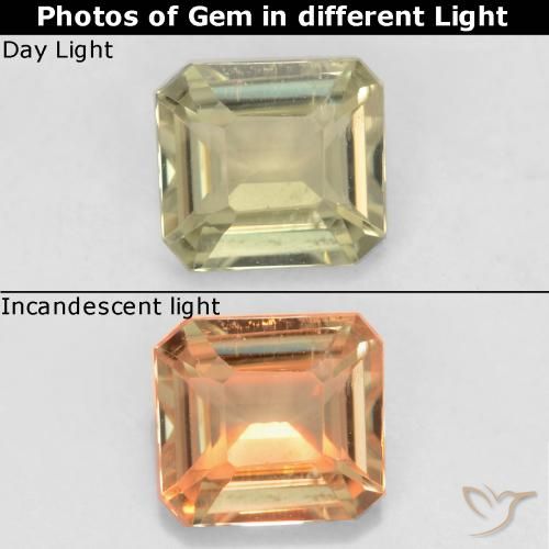 0.74ct Natural Light Yellow Color-Change Diaspore, Emerald Cut, VS